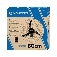 Ventilador Parede 60cm 200W Preto Bivolt Linha Premium - Ventisol