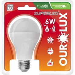 Lâmpada LED Bulbo 6W 6500K Biv 20021 - Ourolux